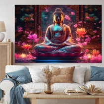 Buddhism Smoke Tea Peace World Cultures MULTI Canvas Art Print Box factory Framed Picture Wall Hanging